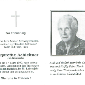 Achleitner Margarethe Geb. Krimbacher